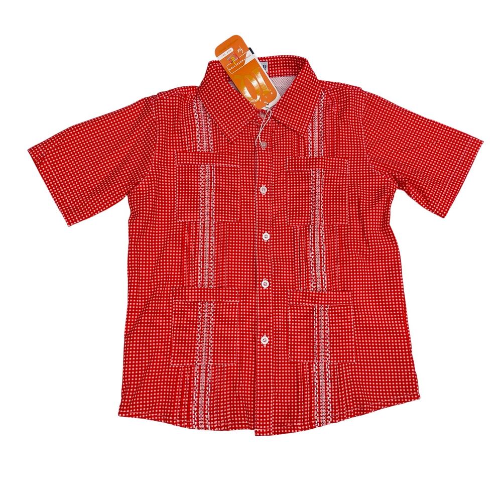 NWT Blue Quail Size 18M Red Check Guayabera